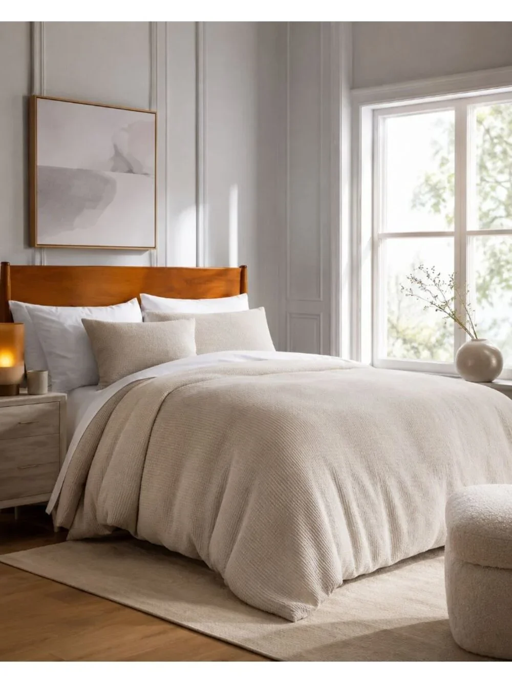 S24 | Quince Organic Luxe Honeycomb Duvet Cover King Cal King Sand NWT - Picture 11 of 11